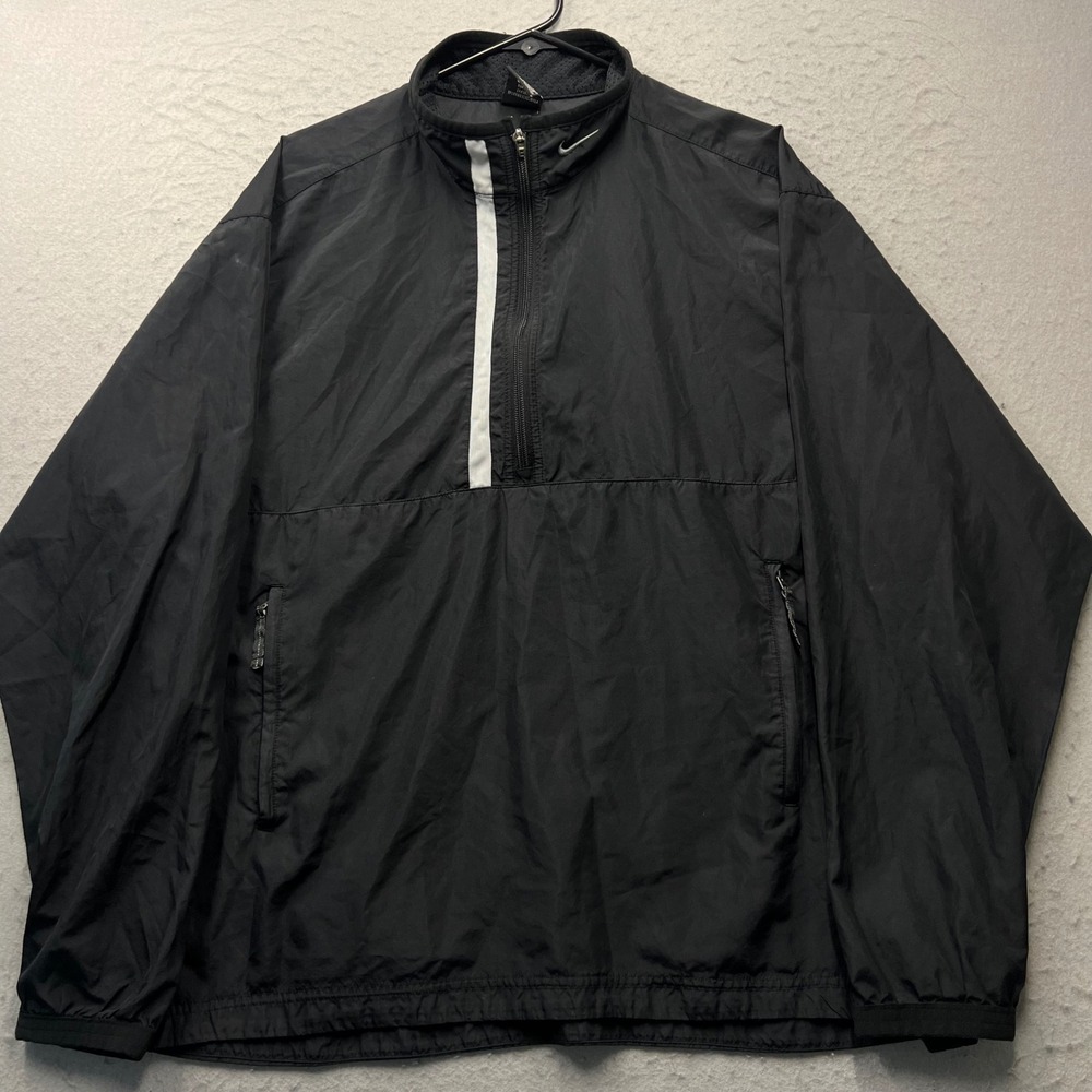 Vintage Nike Quarter Zip Windbreaker Jacket Mens XL Black Pullover Swoosh 2158